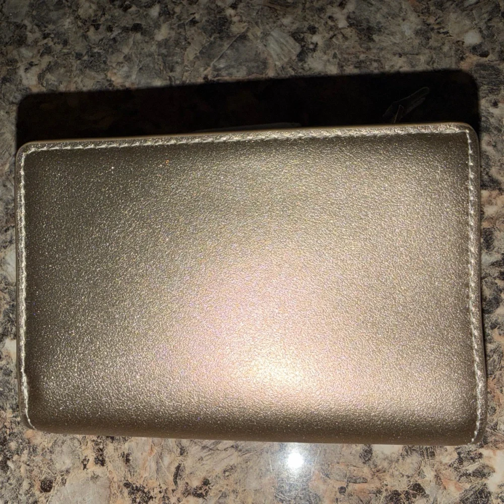 Coach Medium Corner Zip Metallic Champagne Wallet